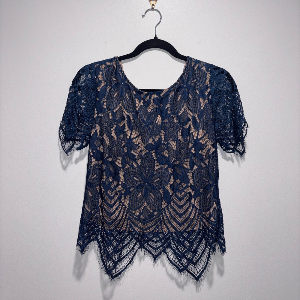 Express Navy Lace Blouse